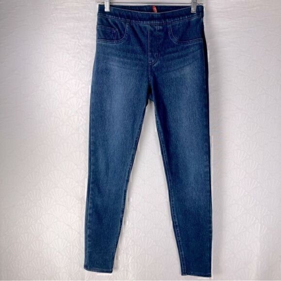 Spanx Jeans Womens Size Small Blue High Rise Ankle Stretch Elastic Waist Pull On - Picture 2 of 7